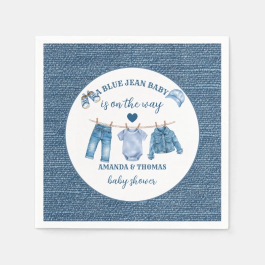 Blue Jean Boy Baby Shower  Serviette (Vorderseite)