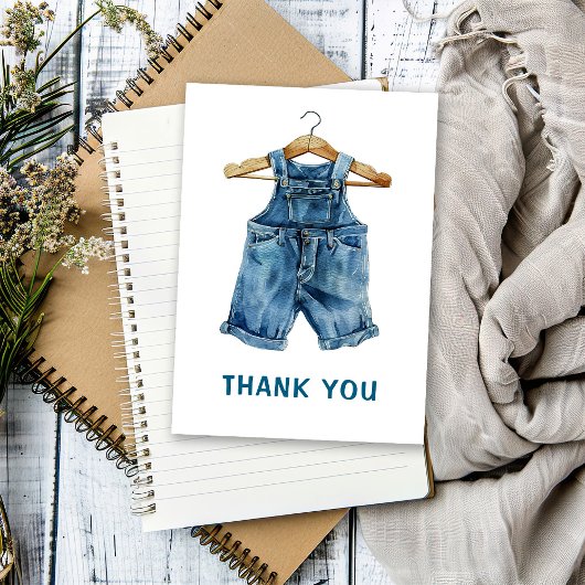 Blue Jean Boy Western Baby Shower Dankeskarte