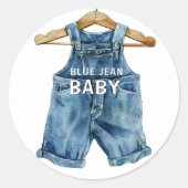 Blue Jean Boy Western Baby Shower Runder Aufkleber (Vorderseite)