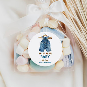 Blue Jean Boy Western Baby Shower Runder Aufkleber