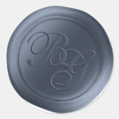 Blue Jean Calligraphy Monogram Wax Siegel Stickers (Vorderseite)