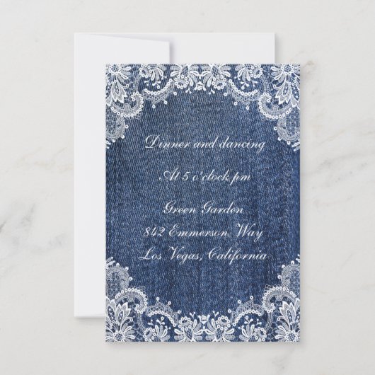 Blue Jean Denim and Lace Wedding Card (Vorderseite)