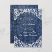 Blue Jean Denim and Lace Wedding Card (Vorne/Hinten)