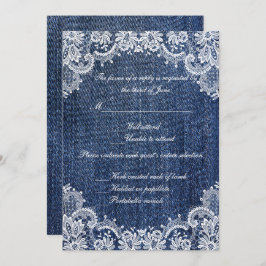 Blue Jean Denim and Lace Wedding Response Card Einladung