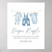 Blue Jean Denim Baby Duschdusche Windeln Raffle Sc Poster (Vorne)