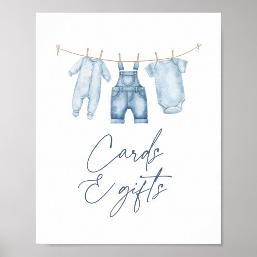 Blue Jean Denim Baby Duschkarten und Geschenkschil Poster (Vorne)