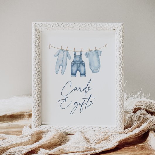 Blue Jean Denim Baby Duschkarten und Geschenkschil Poster