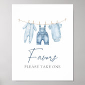 Blue Jean Denim Baby Duwer favorisiert Schild (Vorne)