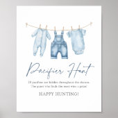 Blue Jean Denim Baby Showdusche Schnuller Hunt Sig Poster (Vorne)