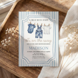 Blue Jean Denim Baby Shower Boy Invitation Einladung