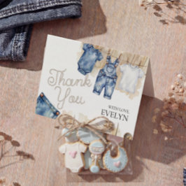 Blue Jean Denim Baby Shower  Dankeskarte