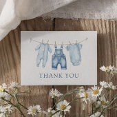 Blue Jean Denim Baby Shower Dankeskarte