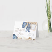 Blue Jean Denim Baby Shower  Dankeskarte (Vorderseite)