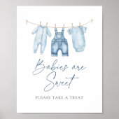 Blue Jean Denim Baby Shower Dessert Sign Poster (Vorne)
