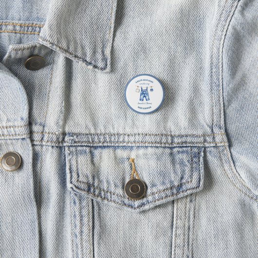 Blue Jean Denim Baby Shower Fevor Button (Beispiel)