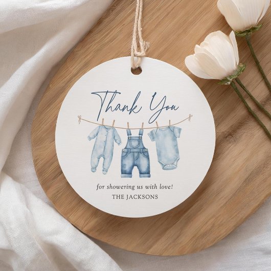 Blue Jean Denim Baby Shower Geschenkanhänger