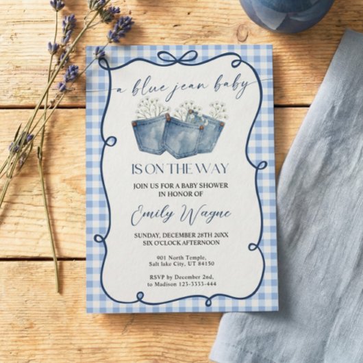 Blue Jean Denim Baby Shower Invitation Einladung
