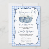 Blue Jean Denim Baby Shower Invitation Einladung (Vorderseite)