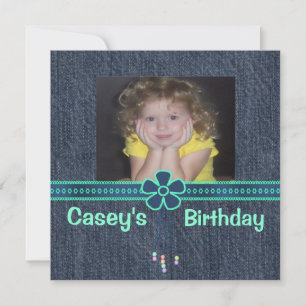 Blue Jean Denim Birthday Invitation Einladung