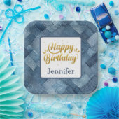Blue Jean Denim Birthday Paper Plate Pappteller (Party)