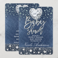 Blue Jean Denim & Bling Diamonds Baby Dusche