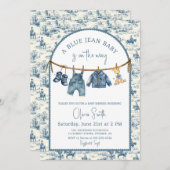 Blue Jean Denim Boy Baby Shower Einladung (Vorne/Hinten)