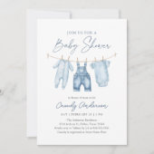 Blue Jean Denim Boy Baby Shower Einladung (Vorderseite)