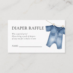 Blue Jean Denim Boy Babydusche Windelwanne Raffle Begleitkarte