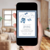 Blue Jean Denim Boy Gingham Baby Shower  Einladung
