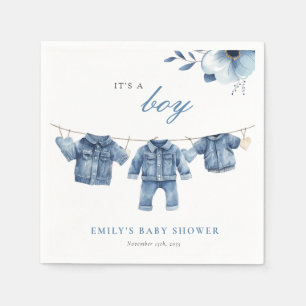 Blue Jean Denim Clothes Boy Baby Shower Serviette