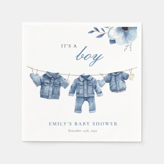 Blue Jean Denim Clothes Boy Baby Shower Serviette (Vorderseite)