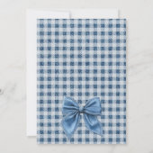 Blue Jean Denim Coquette Bow Gingham Baby Shower Einladung (Rückseite)