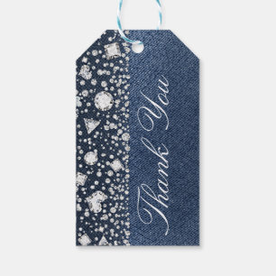 Blue Jean Denim & Diamonds Bling Diamond Glam Geschenkanhänger