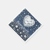 Blue Jean Denim & Diamonds Bling Diamond Herz Serviette (Ecke)