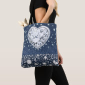 Blue Jean Denim & Diamonds Bling Diamond Herz Tasche (Von Nahem)