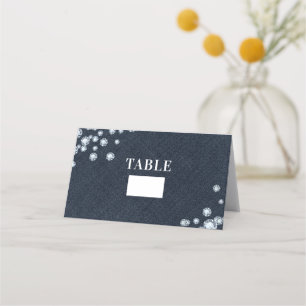 Blue Jean Denim & Diamonds Tischnummer Sitzplatine Platzkarte