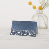Blue Jean Denim & Diamonds Tischnummer Sitzplatz Platzkarte (Rückseite)
