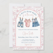 Blue Jean Denim Girl Baby Shower Einladung (Vorderseite)