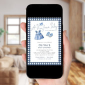 Blue Jean Denim Girl Gingham Baby Shower  Einladung