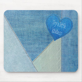 Blue Jean Denim Heart mit Zitat Maus Pad Mousepad