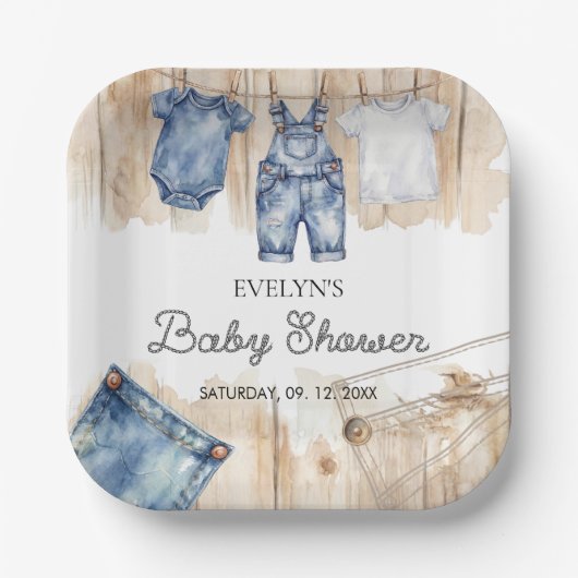 Blue Jean Denim  Pappteller (Vorderseite)