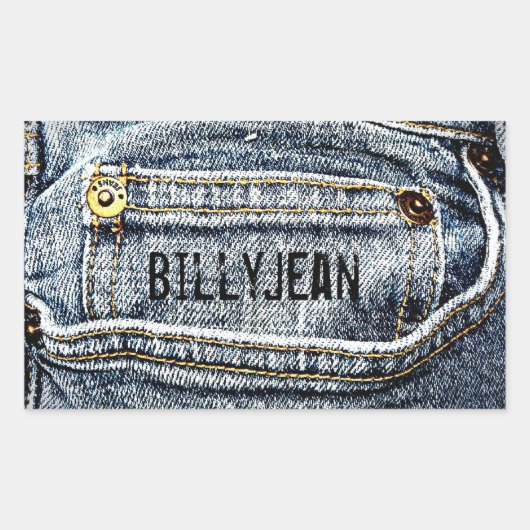 Blue Jean Denim Pocket - Personalisieren Sie es! Rechteckiger Aufkleber (Vorderseite)