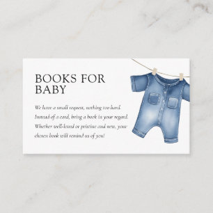Blue Jean Denim Sweet Boy Baby Showbücher Begleitkarte