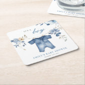 Blue Jean Denim Sweet Boy Baby Shower Rechteckiger Pappuntersetzer (angewinkelt)