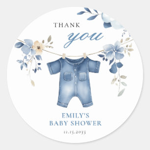 Blue Jean Denim Sweet Boy Baby Shower Runder Aufkleber