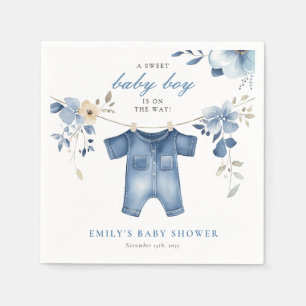 Blue Jean Denim Sweet Boy Baby Shower Serviette