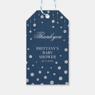 Blue Jean Denim und Diamond Baby Shower Geschenkanhänger