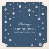 Blue Jean Denim und Diamond Baby Shower Untersetzer (Vorderseite)