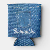Blue Jean Denim und Diamond mit Pocket Dosenkühler (Vorderseite)