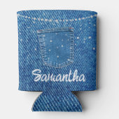 Blue Jean Denim und Diamond mit Pocket Dosenkühler (Rückseite)
